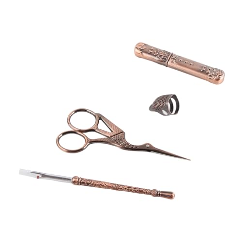 Lybunair Vintage Embroidery Scissors Kit with Sewing Awl and Thimble Complete Needlework and Sewing Kits for Embroidery