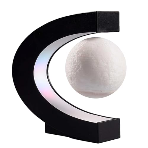 BEBEVOGUE Personalized Magnetic Levitation Floating Moon with Color Changing LED Anti Gravity Luna Cool Birthday Gift for Men Boys Boss Kids Office Home Desk Gadget Decor
