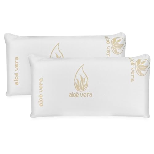 amuéblate online - Almohada Viscoelástica Visco Aloe Vera | Máximo Confort y Excelente Adaptabilidad con Propiedades Antiestrés | 2 Unidades de 75 x 40 cm
