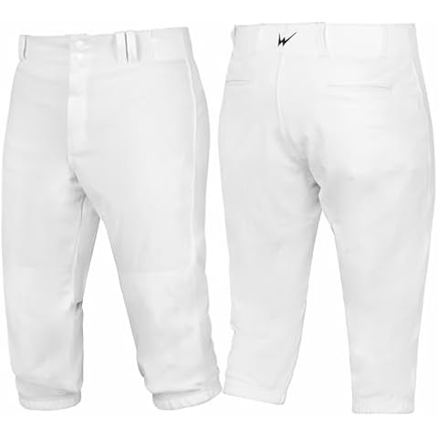 WEARCOG Premier Baseball Pants | White Youth Knicker Baseball Pants with Belt Loops Elastic Bottom for Boy's | Medium Cover