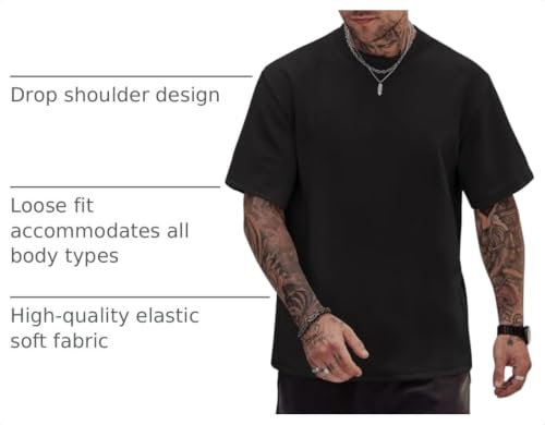 Image of Herberton Mens Oversized T-Shirts Heavyweight Stretch Thick Cotton Tee