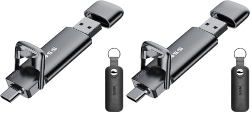 Image of SSK 128GB USB C Flash Thumb Drive up to 550MB /s Dual USB C+A Memory Stick (Pack of 2)