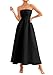 PRETTYGARDEN Cocktail Dresses for Women 2026 Summer Formal Elegant Tube Top Strapless Spring Wedding Guest Party Midi Dress(Black,Medium)