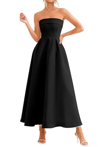 PRETTYGARDEN Cocktail Dresses for Women 2026 Summer Formal Elegant Tube Top Strapless Spring Wedding Guest Party Midi Dress - Image 3