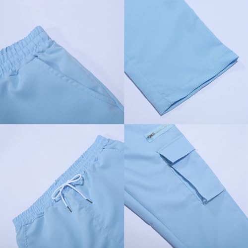 ​​Vintage Carpenter Work Pants Men Heavy Canvas Multi-Pocket Jeans Retro Workwear for Mechanics Stone Wash Blue & V2
