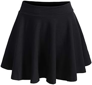 Romwe Women's Plus Size Elastic High Waist A-Line Flared Casual Mini Skater Skirt Solid Black 3XL