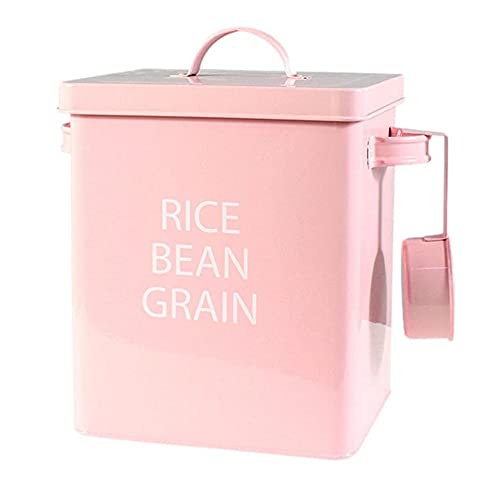 6L Airtight Pet Food-Leckereien Lagercontainer Zinn-Mit Metall Löffel-Vogel samen und futtermittel storage zinn-Trockenfutter-/Leckerli Behälter-Lebensmittel Bins für Pet (Rosa) Cover