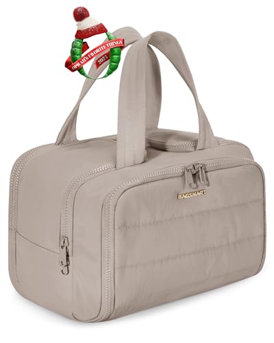 BAGSMART-Travel-Toiletry-Bag-Crush-Toiletry-Bag-for-Women-Wide-open-Puffy-Toiletry-Bags-for-Traveling-Large-Travel-Cosmetic-Makeup-Bag-Organizer-for-AccessoriesToiletrie-Grayish-Brown BAGSMART Travel Toiletry Bag, Crush Toiletry Bag for Women, Wide-open Puffy Toiletry Bags for Traveling, Large Travel Cosmetic Makeup Bag Organizer for Accessories,Toiletrie, Grayish Brown - Image 1