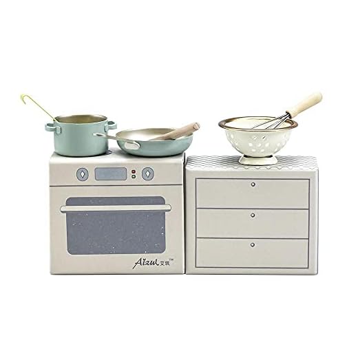 Aizulhomey Metal Miniature Dollhouse Furniture Kitchen Utensils Set 5 pcs(Without Spoon) Size Suitable for 1:6 Scale Dollhouse Decoration Dollhouse Accessories