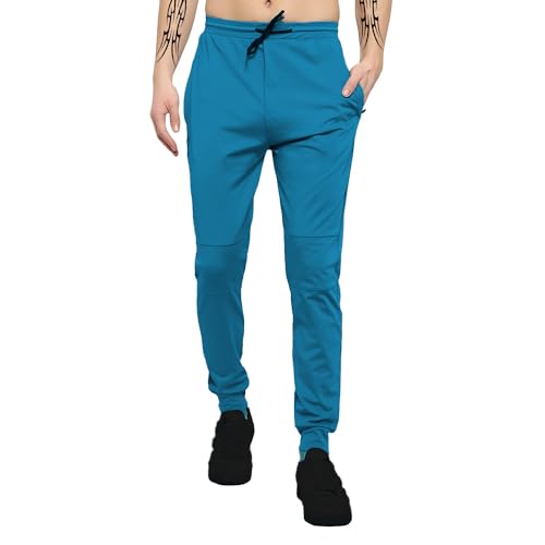 Image of LookMark Men's Solid Lycra Blend Lounge Wear: Trendy Track Pant with Pockets, Ideal for Night, Day, or Casual Wear