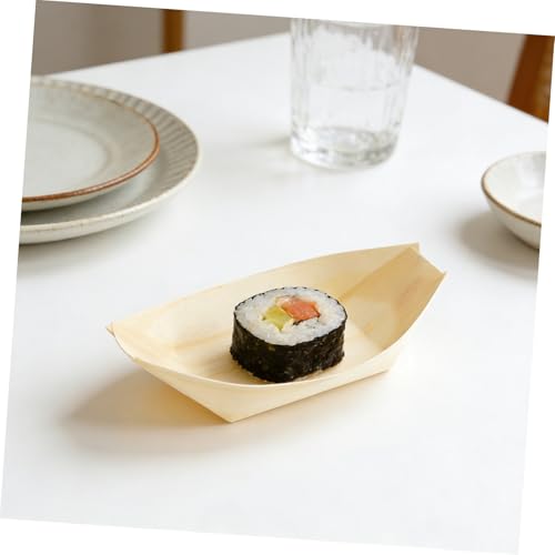 100 platos desechables para sushi de madera 6 pulgadas miniatura 5