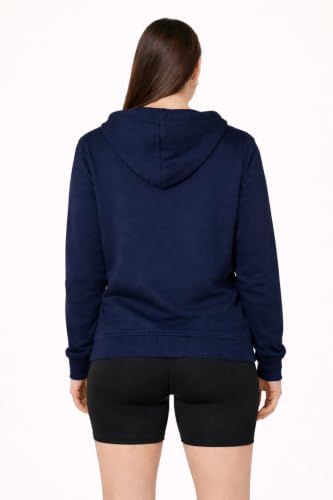 Image of Women's Solid Zipper Hooded Sweatshirt | Front Zip, Ribbed Hem, Lined Hood, Casual Winter Wear Jacket, Pure Cotton Hoodies Soft, Lightweight, Warm & Stylish Kangaroo Pocket