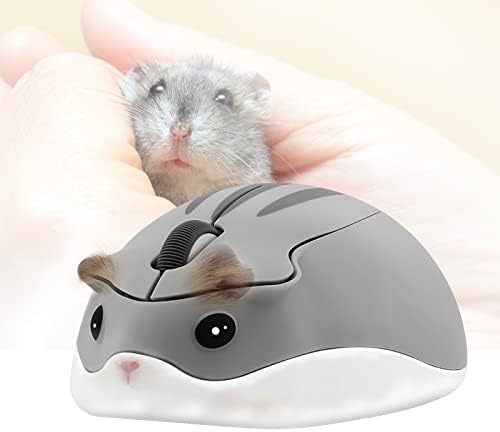 Wireless Mouse,Cute Mini Hamster Shape Optical Mouse,1200 DPI Noise Reduction Ultra Portable Travel Mouse,2.4 GHz with USB Unifying Receiver,for PC Mac Laptop Computer Kids Girl Gift(Gray)