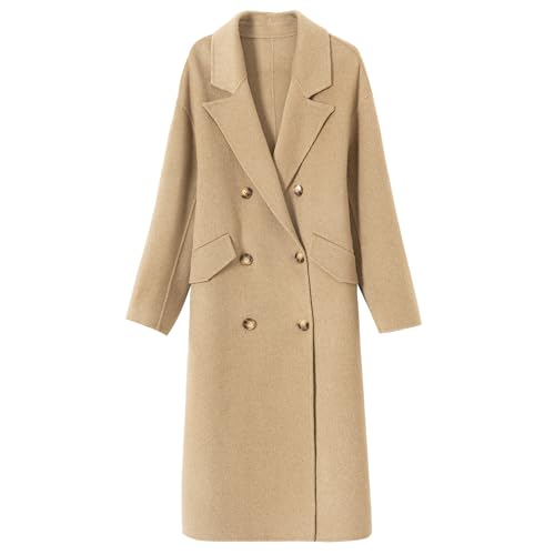 Women's Winter Double-Breasted Wool Blend Trench Coat with Notch Lapel - Elegant Long Coat for Office, Dinner2