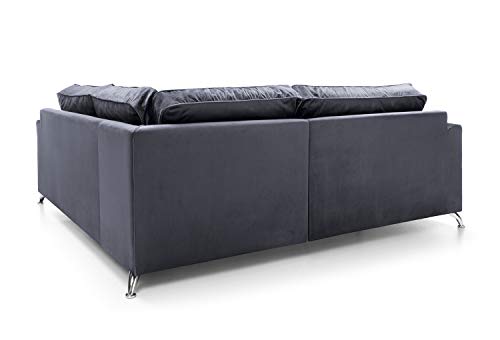 Abakus Direct Ferguson Corner Sofa in Dark Grey Water Repellent Easy Clean Velvet Fabric