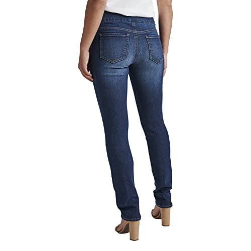 JAG Jeans Women's Petite Peri Mid Rise Straight Leg Pull-on Jeans, Anchor Blue AU315, 2 Petite3