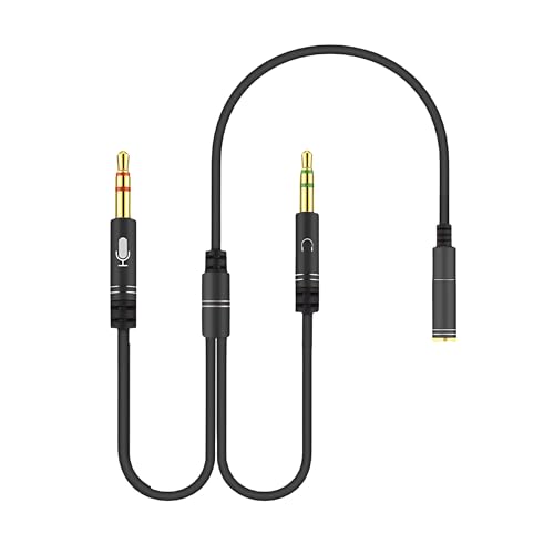 Image of 3.5mm Audio Mic Splitter Cable | Headphone & Microphone Combo Jack Adapter | Dual 3.5mm TRS Male to TRRS Female Y Splitter | Gold-Plated Connectors for PC, Laptop, Gaming, Smartphone
