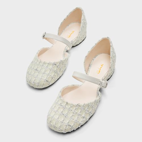 XYD Women Cute Round Toe Buckled Strap Low Heels Shoes D'Orsay Daily Dressy Comfy Flats4