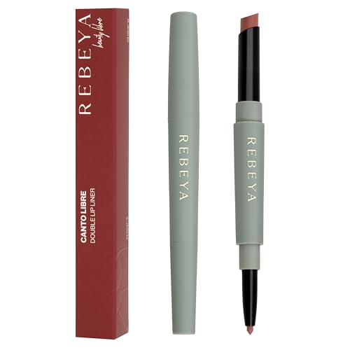 REBEYA CANTO LIBRE – Double Lip Liner Nude Rosato - Rossetto Matita Labbra 2 in 1 Lunga Tenuta Colore Intenso Opaco e Lip Pencil Contorno Perfetto Effetto Seta - Made in Italy