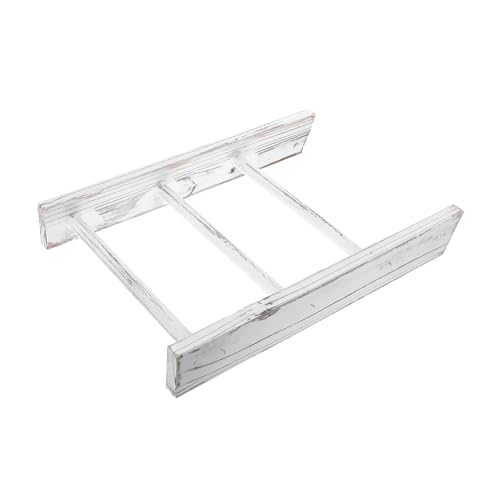 Porte-torchon rustique en forme d'échelle, décoration d'ongles pour cuisine, décoration de maison de campagne en bois blanc, avec crochets de rideau de douche pour anniversaire, garçon