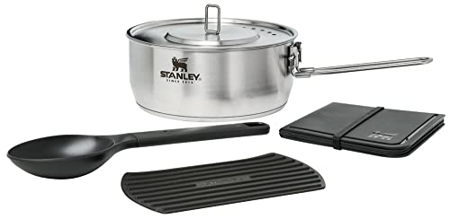Stanley Even Heat Essential Pot Set, 4-Piece Camping Cookware Set with Stainless Steel Pots and Pans, Utensils, Lids, and Cooking Accessories, Outdoor Travel Kit for Campsites, Hiking, and More - Image 2