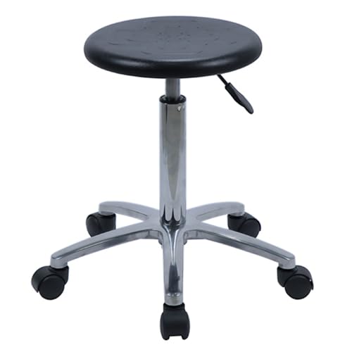 Taburete antiestático de acero inoxidable resistente con ruedas para salón, spa, patio, bar, oficina, baño, cocina, mostrador, altura ajustable (20)