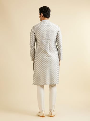 Image of Manyavar Men's Viscose Blend Digital Leaf Print Kurta Set (2pcs)