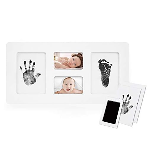 Norjews Baby Handprint and Footprint Photo Frame Kit for Newborn Boys and Girls, Babyprints Paper and Clean Touch Ink Pad to Create Baby's Prints, Amazing Baby Shower Gifts
