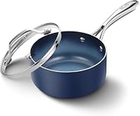 KOCH SYSTEME CS Ceramic 16cm Nonstick Gradient Blue Saucepan with Lid, Small Pot with Ceramic Coating, Kitchen Cooking Pot, Induction Comptable, Dishwasher & Oven Safe, PFOA Free, Blue