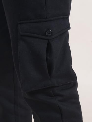 Image of KiddoPanti Boys Solid Fleece Cargo Track Pants | Cotton Poly Fleece Fabric | Ankle Length Jogger | 2 Cargo Pocket,1 Side Pocket | Elastic Waist & Drawcord | Jogger Track Pants