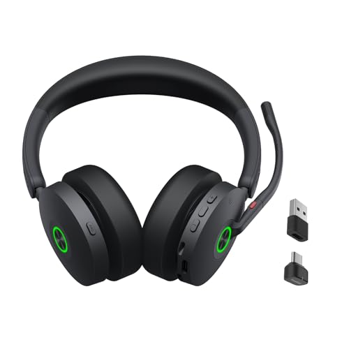 Image of Yealink BH74 Bluetooth Headset with Mic for Work,Hybrid ANC,Teams Certified | 6 AI Active Noise Cancelling Mic for Clear Call, Flip to Mute, 32H Talk Time,160ft Wireless Range for Open Office Hybrid Work