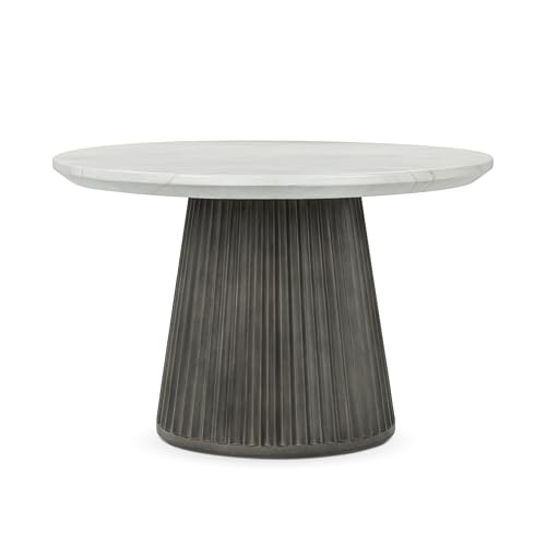 Classic Home Caspia Outdoor Concrete Round Dining Table Gray