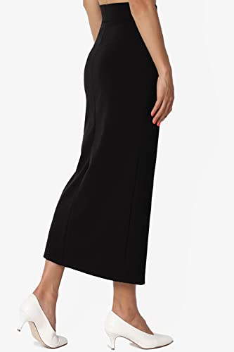 TheMogan Side Slit High Waist Stretch Ponte Knit Mid Calf Long Pencil Skirt4