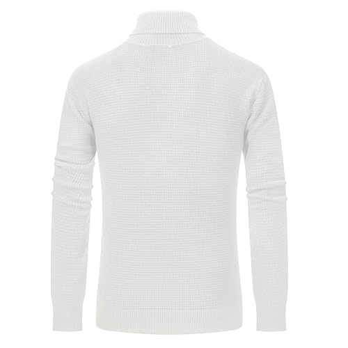 Ross&Freckle Casual Pullover Sweater Mock Neck Polo Sweaters White2