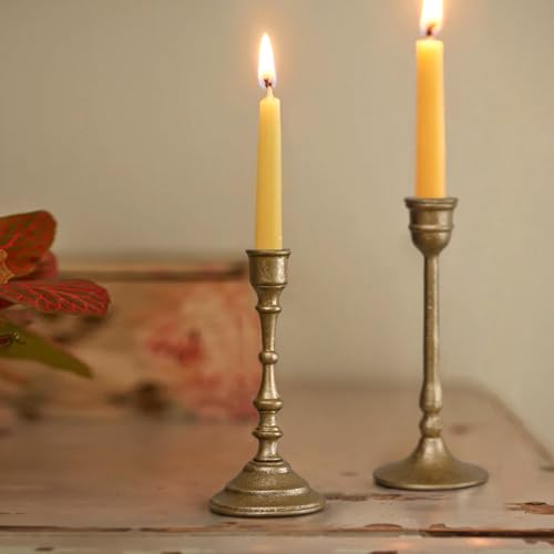 Iron Taper Candle Holder - Set of 2 Decorative Candle Stand - Candlestick Holder for Wedding, Dinning, Party - Antique Brass by SUJUN - Image 7