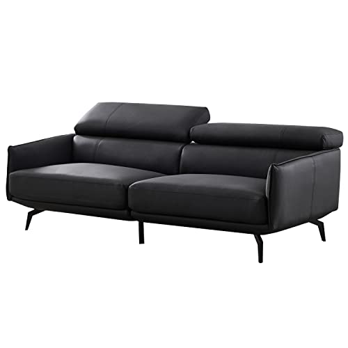 [ URBAN ] モダンソファ 3人掛 ブラック リクライニング機能 合成皮革 オフィス 応接間 S-2915 3P