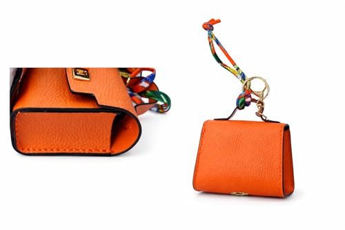 Luxury Designer Dog Poop Bag Holder Case – Barkin Pet Waste Bag Dispenser Pouch with Gold Hardware, Portable Dog Walking Accessory with Keychain Clip for Doggie Leash & Travel (Orange) - Image 5