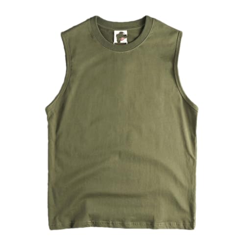 Camiseta sin mangas de algodón peinado premium para hombre con ajuste regular retro