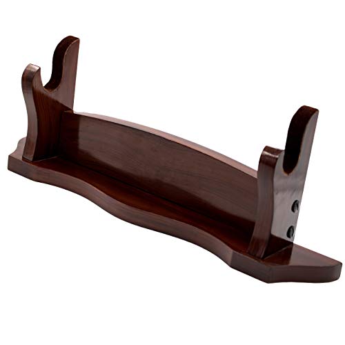 Mythrojan Solid Wood Sword Stand Medieval Sword Wall Mount Samurai Sword Display Stand Katana Sword Holder Gladiator Sword Wall Display Crusader Sword Stand Knife Stand for Display - One Tier Stand