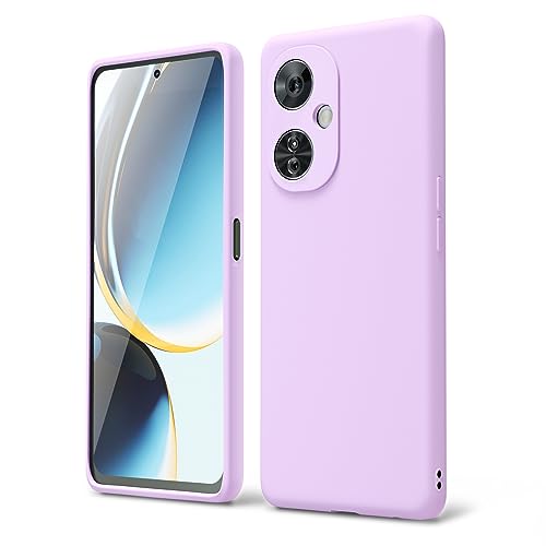 oakxco for Oneplus Nord N30 5g Phone Case Liquid Silicone, Cute Thin Slim Soft Rubber TPU Plain Smooth Gel Cover for Women Girl, Matte Solid Protective & Shockproof, Lilac Lavender Light Purple