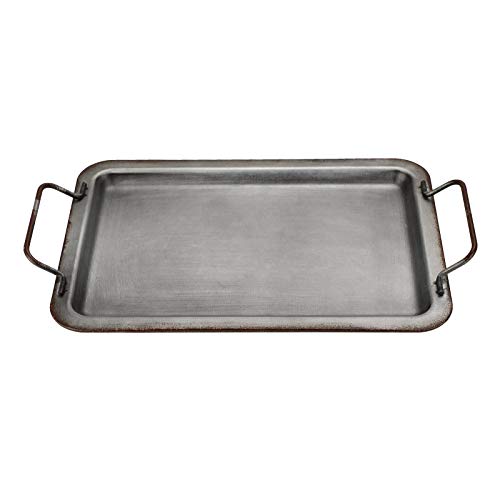 Hipiwe Galvanized Metal Iron Serving Tray With Handle- Industrial Farmhouse Style Serving Tray Rustic Home Decor Tray Coffee Table Centerpiece Breakfast Serving Tray, 13" X 9" #TOP7