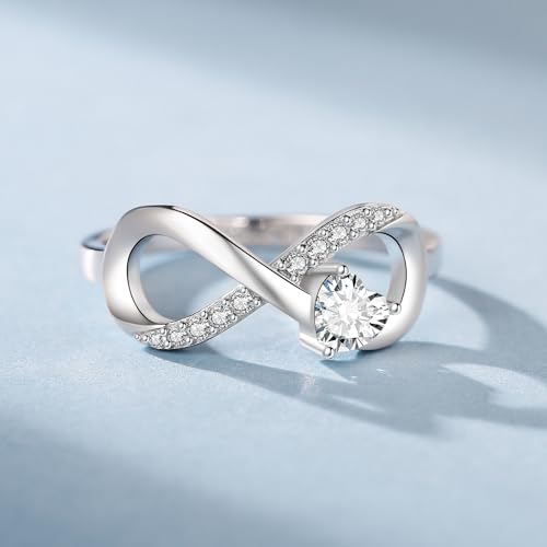 Infinity Promise Rings for Her 925 Sterling Silver Love Heart Engagement Rings for Women Anniversary Jewelry Gift Size 5-124