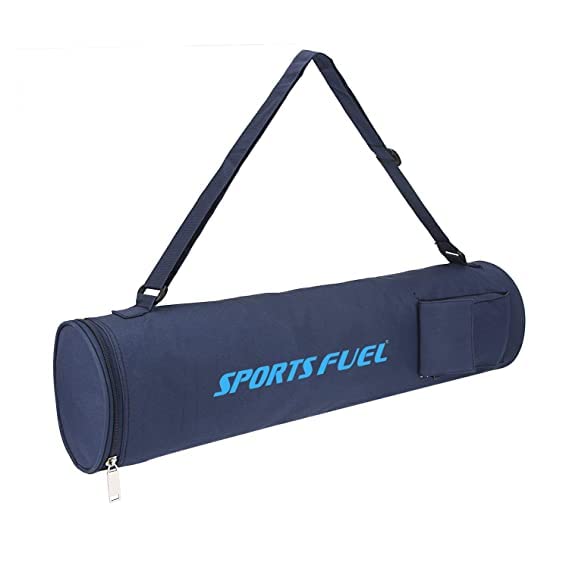 SportsFuel Yoga Mat Bag for Men & Women with Adjustable Shoulder Strap, Gym Exercise Mat Carry Bag Cover | Nylon, Water-Resistant, Durable, Pockets, Soft, Easy to Fold (Blue - Large)
