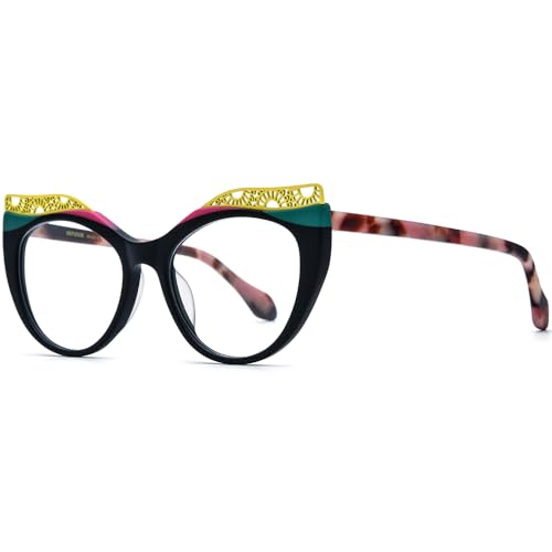 Image of HEPIDEM Multicolor Acetate Glasses Frame Women Cat Eye Eyeglasses Men Optical Spectacles 9291