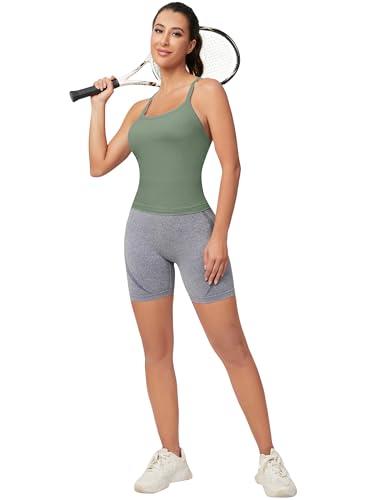 Image of MathCat Workout Tank Tops for Women with Built in Bra, Sleeveless Gym Tops Seamless Racerback Athletic Yoga Shirts