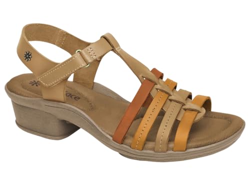 New Face, SANDÁLIA FEMININA NEW FACE 24351 EM COURO SALTO BLOCO 4 CM Cor:Ambar;Tamanho:37