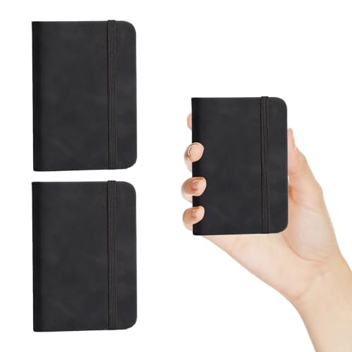 Vxcbad 2 Stück Notizbuch Klein Mini Notizbuch Notizbuch A7 Kleines Notizbuch für Studenten und Berufstätige Täglich Schwarz 100 Seiten
