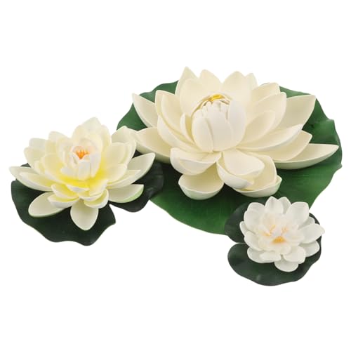 ibasenice 3pezzi Fiori Di Artificiali Galleggianti Per Laghetti Esterni Decorazioni Per Interni Ed in Schiuma Eva Dimensioni Ninfee Realistiche