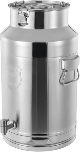Bidón de Leche de Acero Inoxidable 304 de 35 L/9,24 galones con Grifo, Cubo de Leche, garrafa para almacenar Leche, Vino y Aceite, Color Plata.
