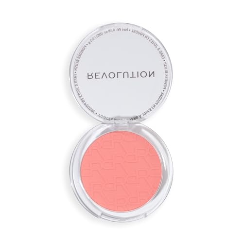 Image of Revolution, Blusher Reloaded, Talc-Free Powder Blush with Matte Finish for Cheeks, Rich Pigment & Buildable, Vegan & Cruelty-Free, Peach Bliss